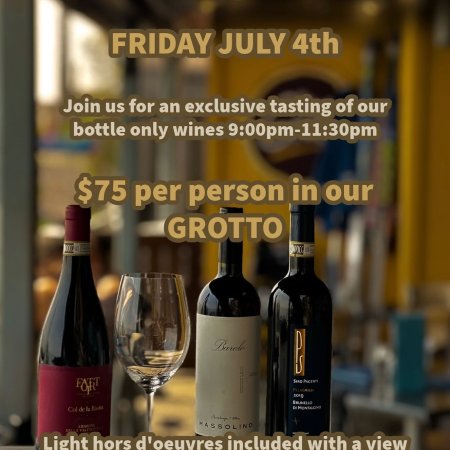 Va Bene Instagram Photo: Join us for a view of the lake and bayfront fireworks on the 4th of July. Booking available on our website! 10 different wines available for you to try 🍷 munchies included with a select few cocktails 