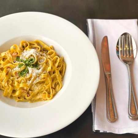 Va Bene Instagram Photo: This week’s special is a Traditional Carbonara! Made with house fettuccine pasta and guanciale. Available (tomorrow!) Wednesday January the 21st 3:00pm-9:00pm and Saturday the 24th 11:00am-3:00pm.